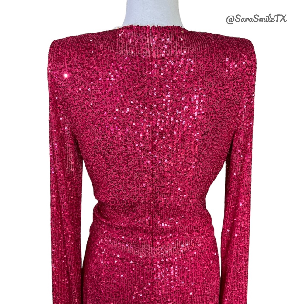 RAMY BROOK - Reba - Sequin Plunge V-Neck Long Sleeve Party Cocktail Dress - Picture 8 of 16